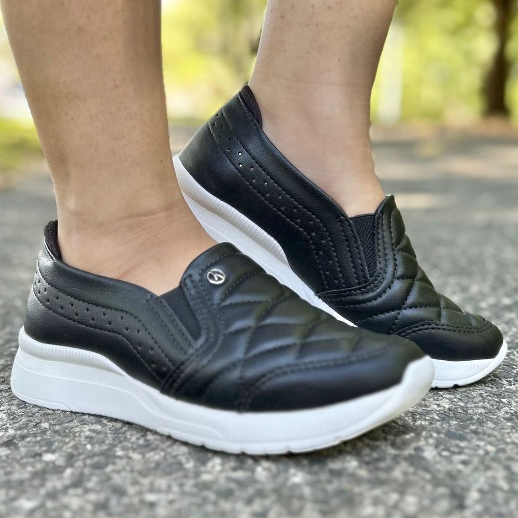 Tenis Feminino Kolosh Calce Facil Slip On Almeria Preto | Shopee Brasil