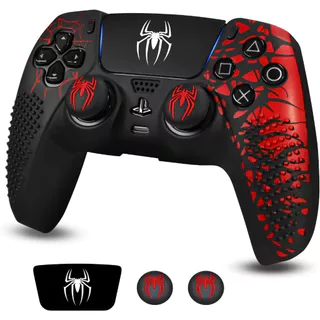 Pele De Silicone Para PS5, Capa Protetora De Controlador, Com Bastão De Polegar E Adesivo De Touchpad-Spider 7YQP