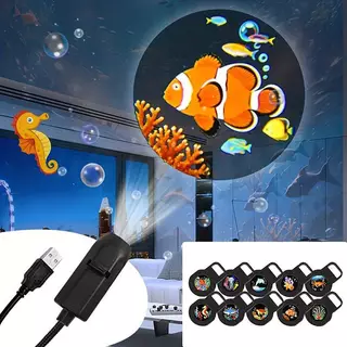 Projetor LED USB Ocean Life, Luz De Projeção Com 10 Padrões, Lâmpada Ambiente