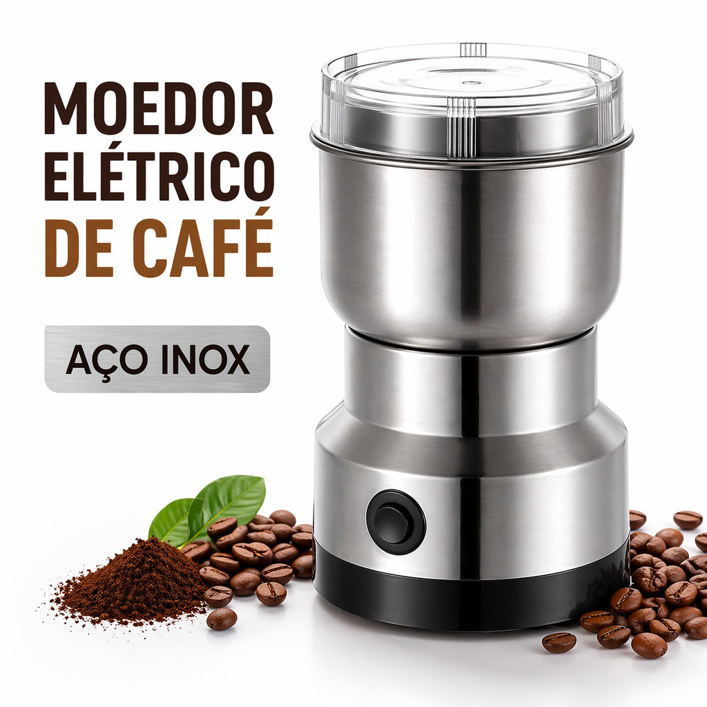Moedor Elétrico Multifuncional de Café, Grãos e Temperos em 