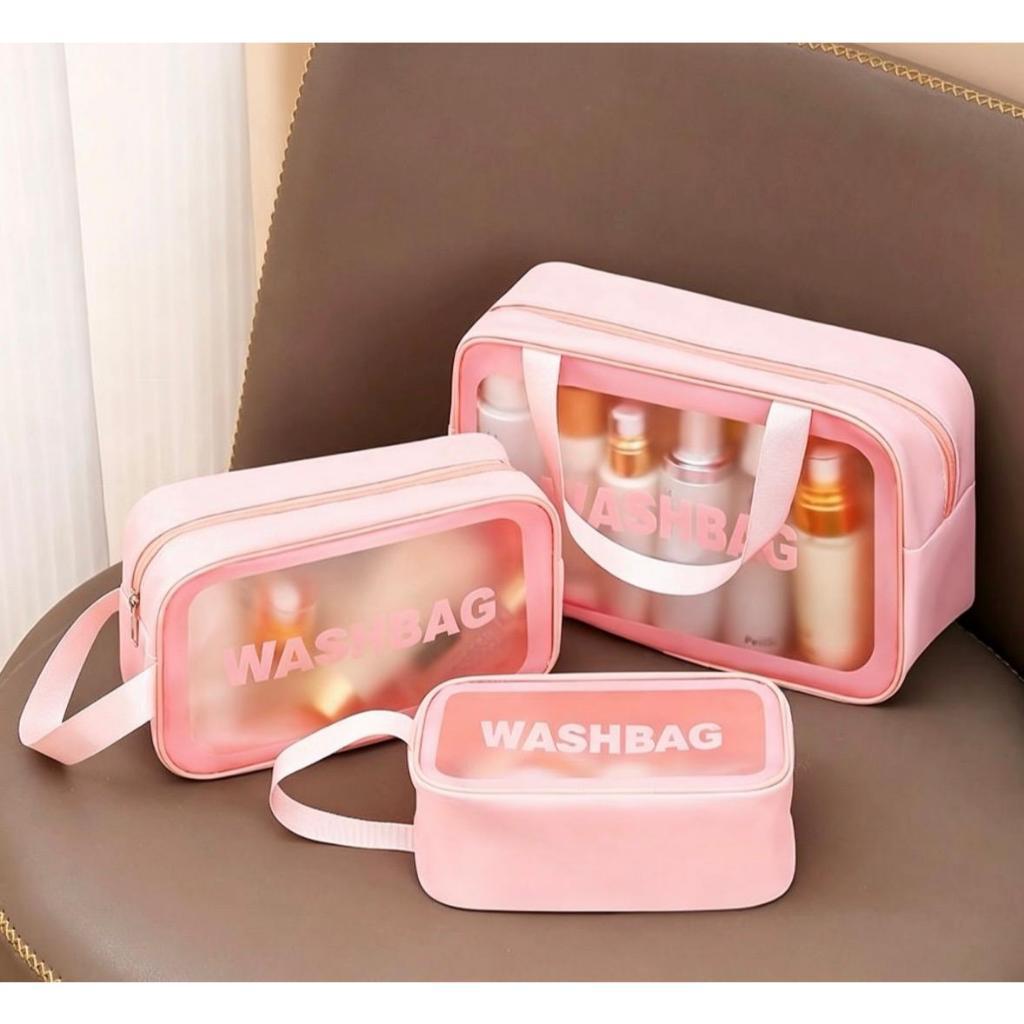 Kit 3 Necessaire Maquiagem Transparente WashBag A Prova De Água Lina Bolsas Shop