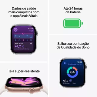 Apple Watch Series 11 GPS - Caixa cinza-espacial de alumínio – 46 mm - Pulseira esportiva preta – P/M