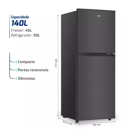 Geladeira Refrigerador Compacto HQ Defrost 140 Litros Preta HQ 140RDF