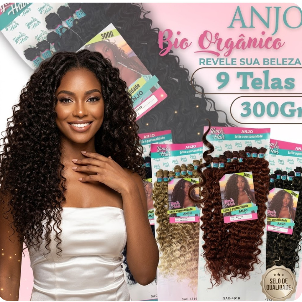 Cabelo Cacheado 80cm Anjo Max Yan Hair Bio Fibra 9 Telas | Shopee Brasil