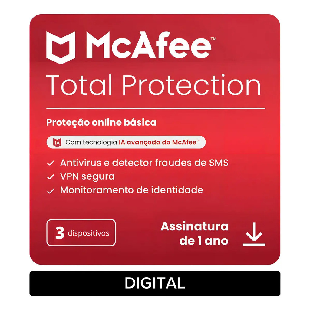 Mcafee Proteção Total 1 Ano Para Pc/notebook Mac Tablet 3 Dispositivo ...