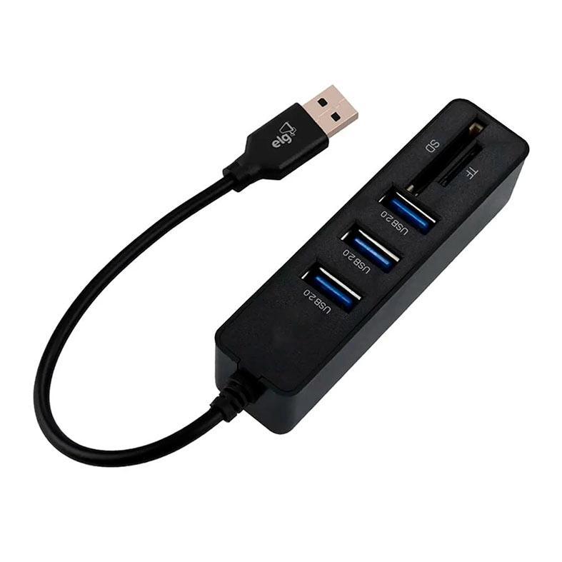 Hub ELG 5 em 1, Entrada USB, 3 Portas USB-A, 1 Porta Mini SD, 1 Porta ...