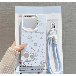 Capinha Capa Para IPHONE 13 11 15 14 12 16 17 PRO MAX AIR X XR XS MAX 7 8 PLUS Stitch TPU anti-impacto