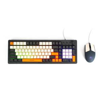 Kit Teclado e Mouse Gamer RGB com Fio 98 Teclas Semi Mecânico Controle de Volume MK608