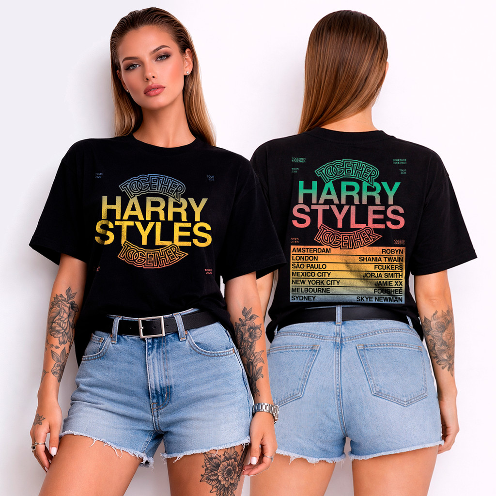 Camiseta Algodão Unissex Harry Styles Tour Together Kiss All The