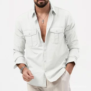 Nova jaqueta masculina Workwear lapela manga longa topo solto jaqueta Casual