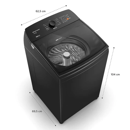 Lavadora de Roupas Brastemp 14Kg Cinza Platinum com 12 Programas de Lavagem com Smart Sensor e Reduzir Tempo BWJ14A9