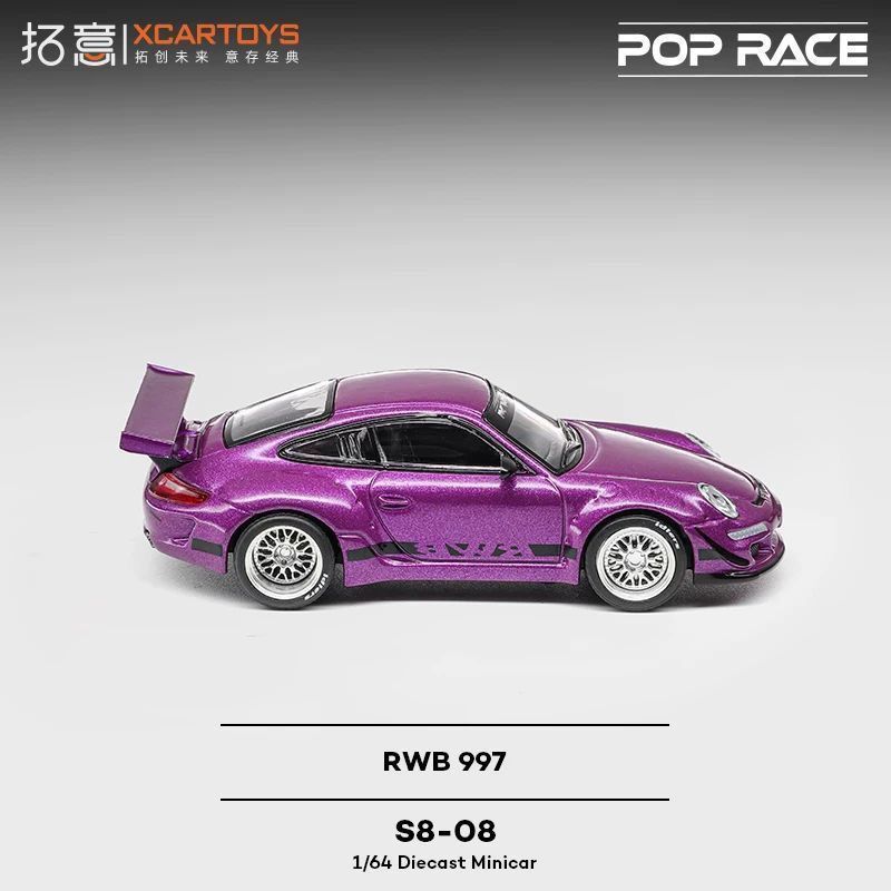 Xcartoys&POPRACE 1/64 NEW Porsche RWB 997 Modelos de carros Liga