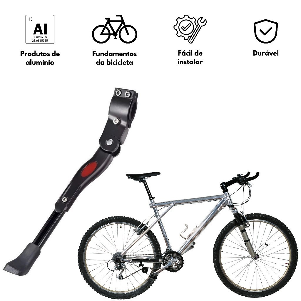 Descanso Lateral Pezinho Alumínio De Descanso Para Bicicleta Regulavel Emborracha geracaodo