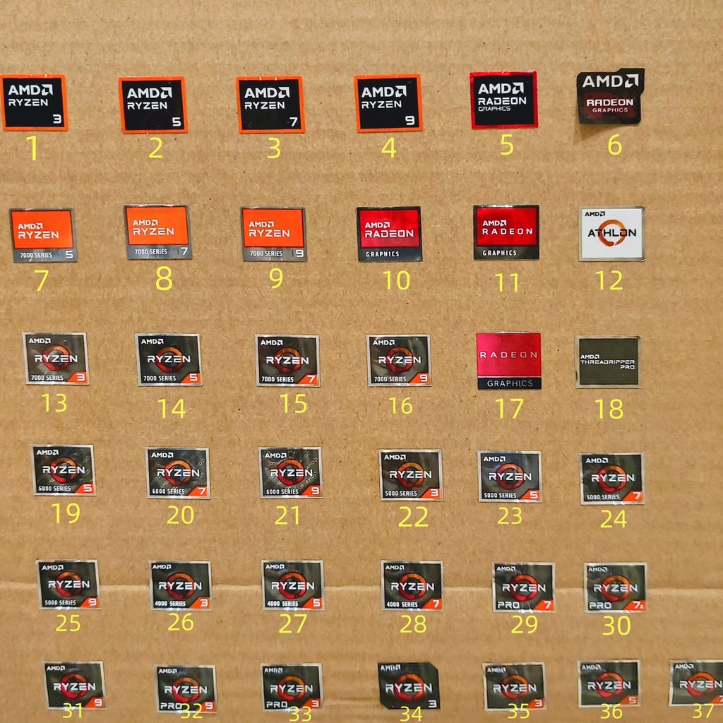 Adesivos de computador originais AMD Ryzen Ryzen R9 R7 R5 R3 4000 5000 ...