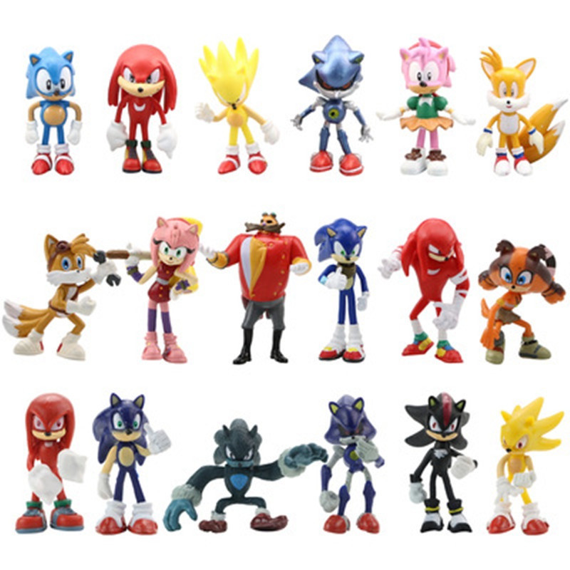 6 Pçs/set Anime Sonic Action Figure Personagens Boom Aro Dr Eggman ...