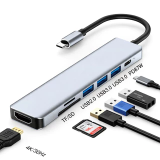 Hub Adaptador Usb-C 7 Em 1 Hdmi 4k Macbook iPad Samsung Dex Pd 87w Leitor Sd Tf