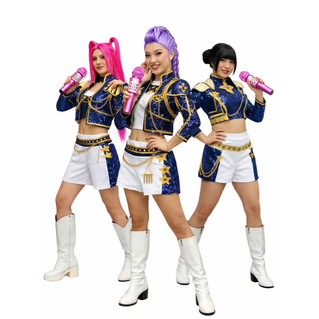 Fantasia Guerreiras do K-Pop Completa com Peruca e Microfone Karaokê ...