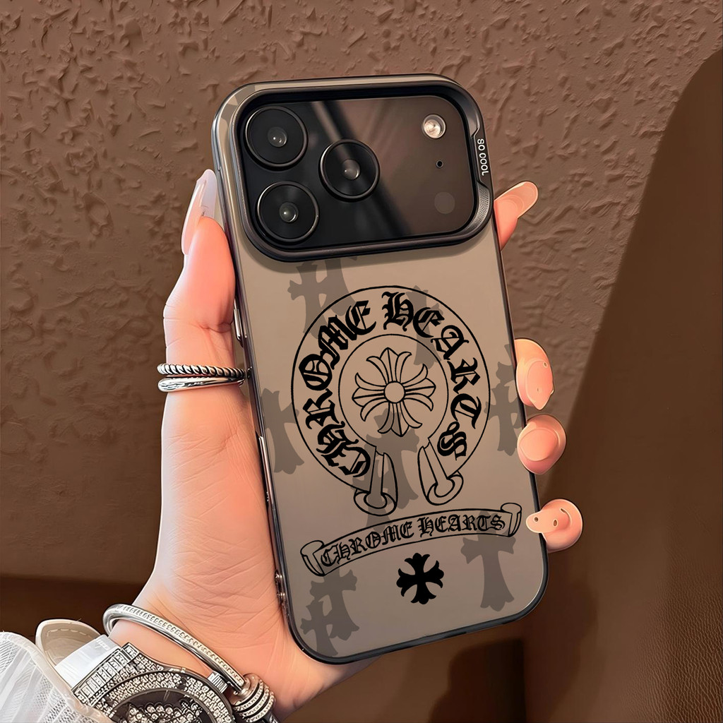 Capa prateada para iPhone 17 PRO MAX 11 15 PRO Chrome Hearts