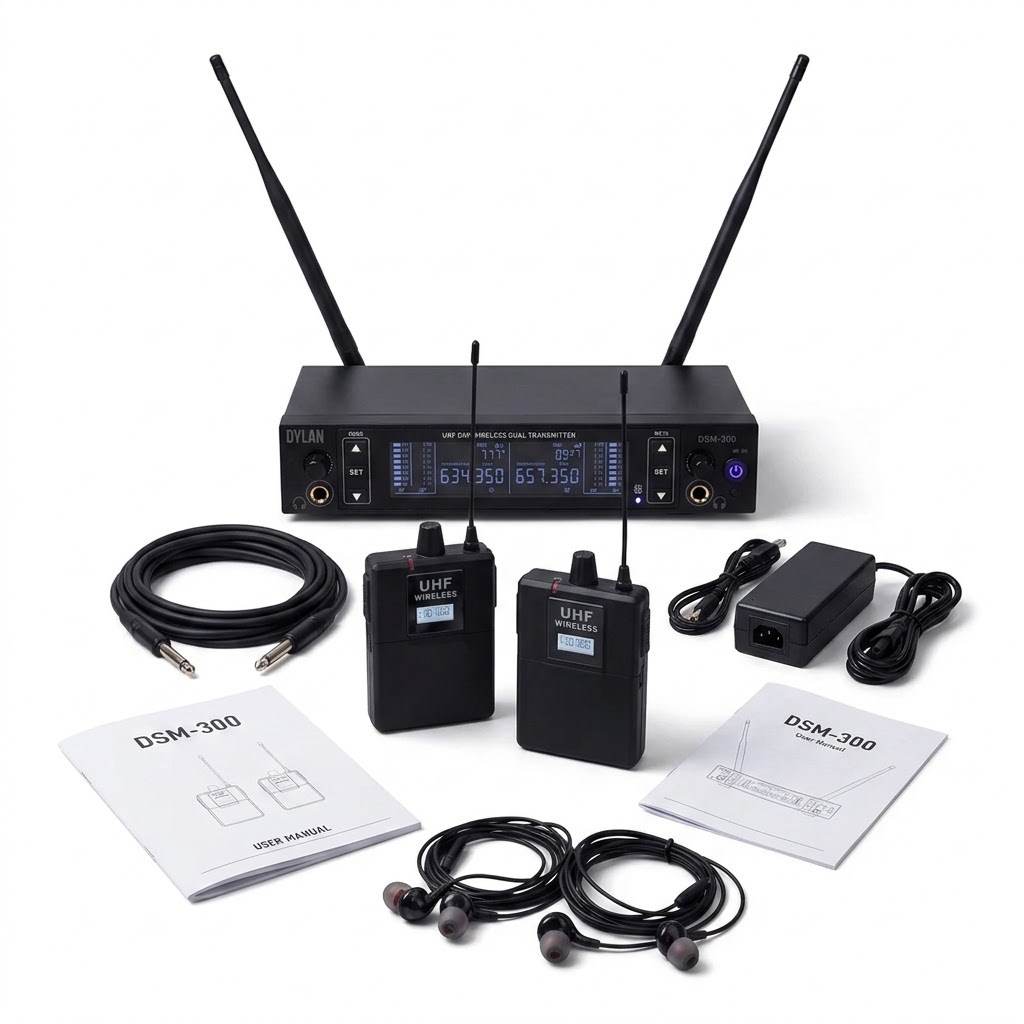 Sistema De Monitor In Ear Sem Fio Dylan DSM-300 Profissional Com 2 ...