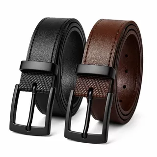 kit 2 cintos masculinos com fivela preta luxo um marrom um preto