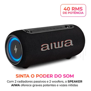 Caixa De Som Speaker Bluetooth Aiwa SP-05-LB 30W IPX5 Preta