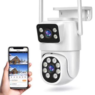 Câmera Segurança 6MP WiFi Dupla Lente PTZ Controle App ICSEE