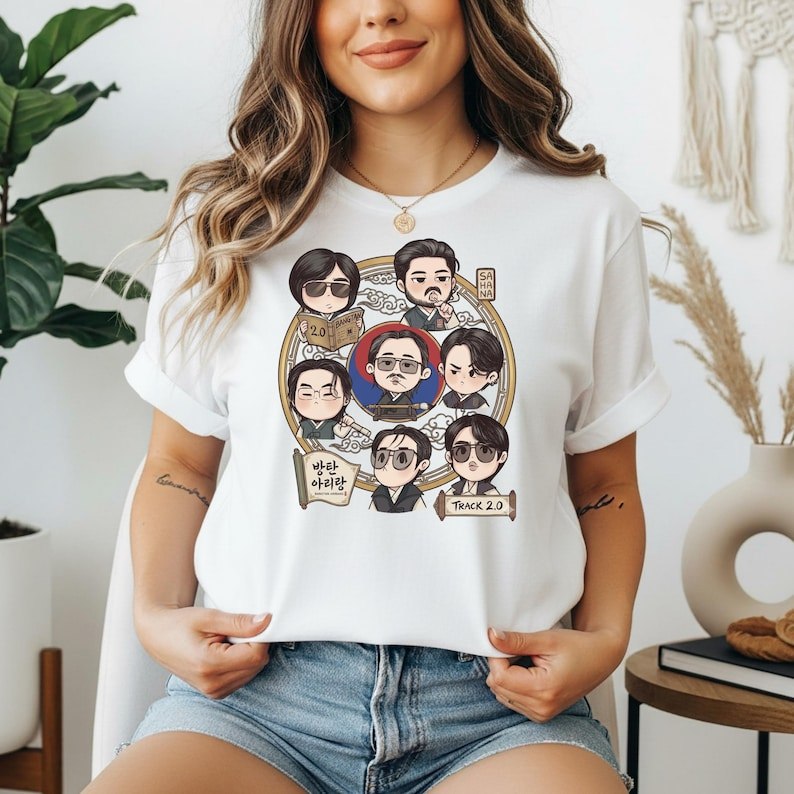Camiseta Masculina Feminina Estampa BTS Arirang Chibi Cartoon T