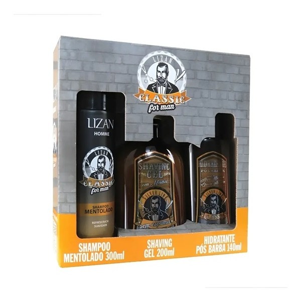 Kit Lizan Classic Barber Shop Shampoo Shaving Gel Pós Barba