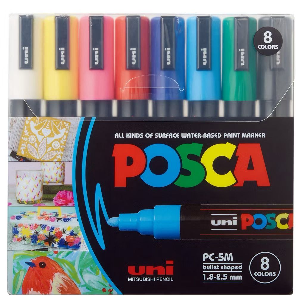 Caneta Posca Original Uni PC-5M | Permanente Multiuso | Papel, Tecido ...