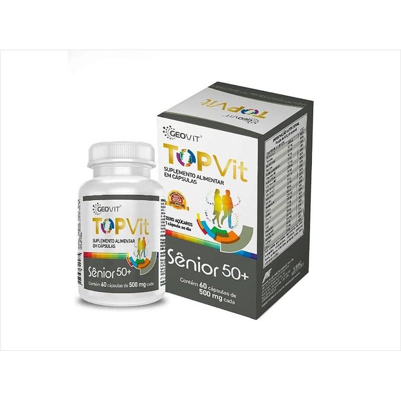TopVit Senior 50+ Geovit - Multivitamínico com 23 Nutrientes para ...
