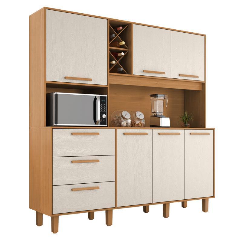 Armário para Cozinha Kit Max 181 cm 6 Portas 3 Gavetas Cinamomo