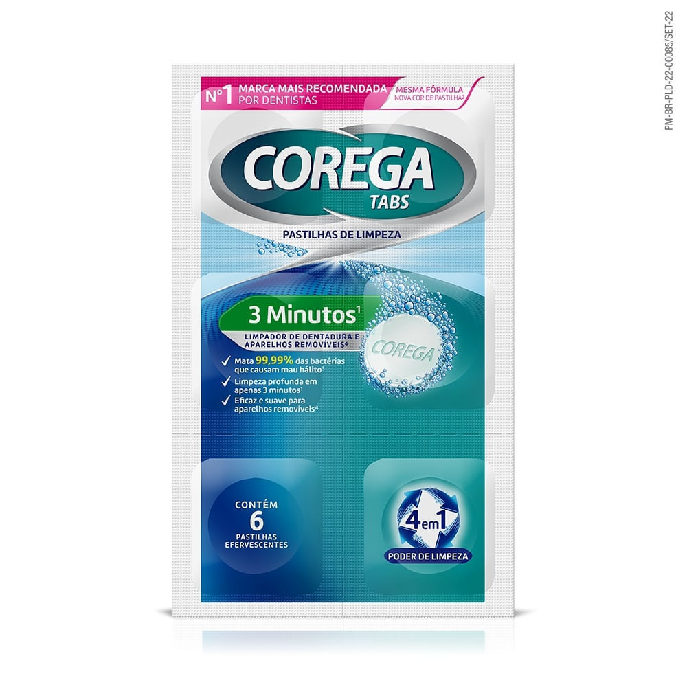 Pastilha Efervescente Corega Tabs Limpeza 3 Minutos 6 Unidades | Shopee ...