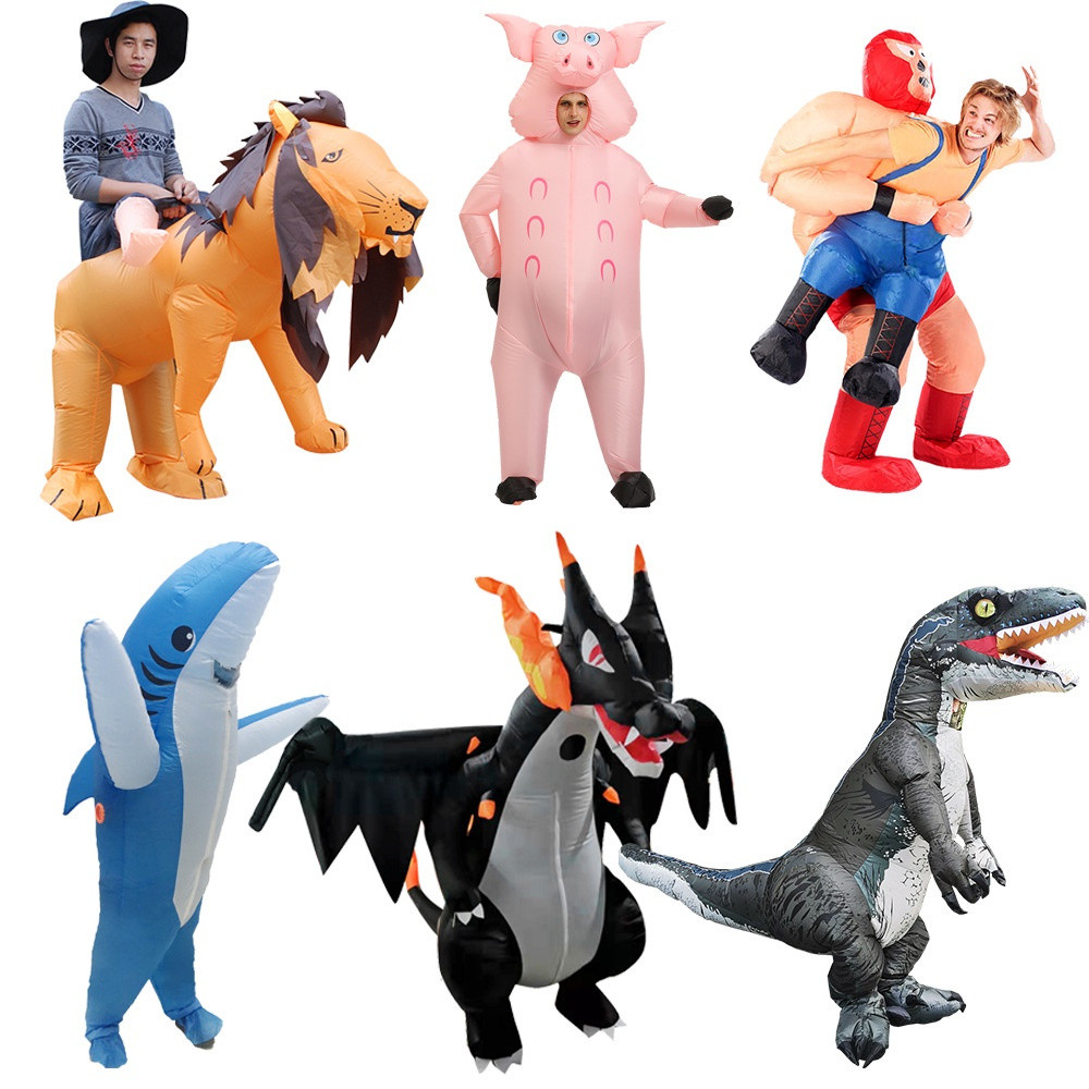 Fantasia Inflável de Tubarão, Porco, Coala, Vaca, Animal de Natal para ...