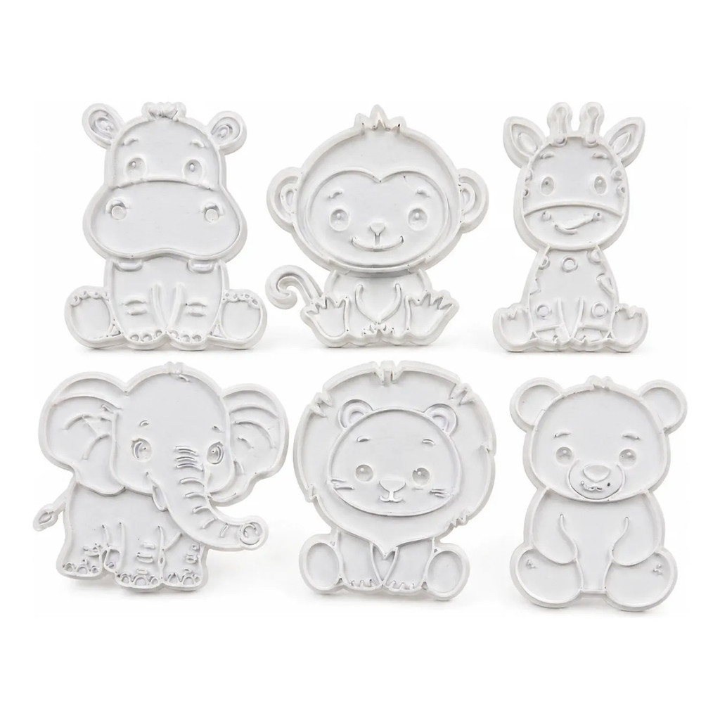 Kit 6 Cortadores Animais Selvagens Baby 7,5cm com Puxador - 