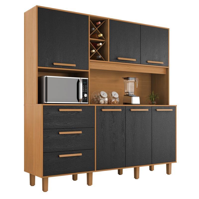 Armário para Cozinha Kit Max 181 cm 6 Portas 3 Gavetas Cinamomo