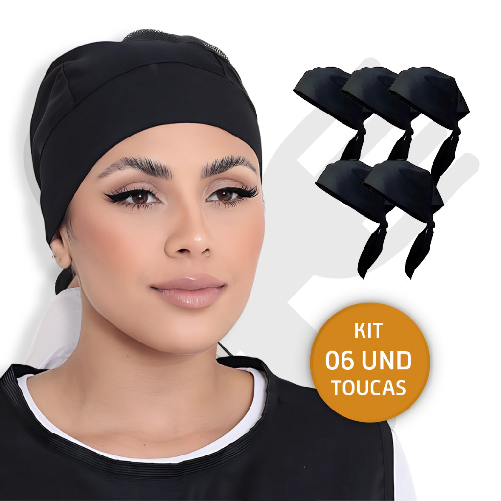 Kit Com 6 Touca Bandana Chef Unissex Cozinha Padaria Restaur