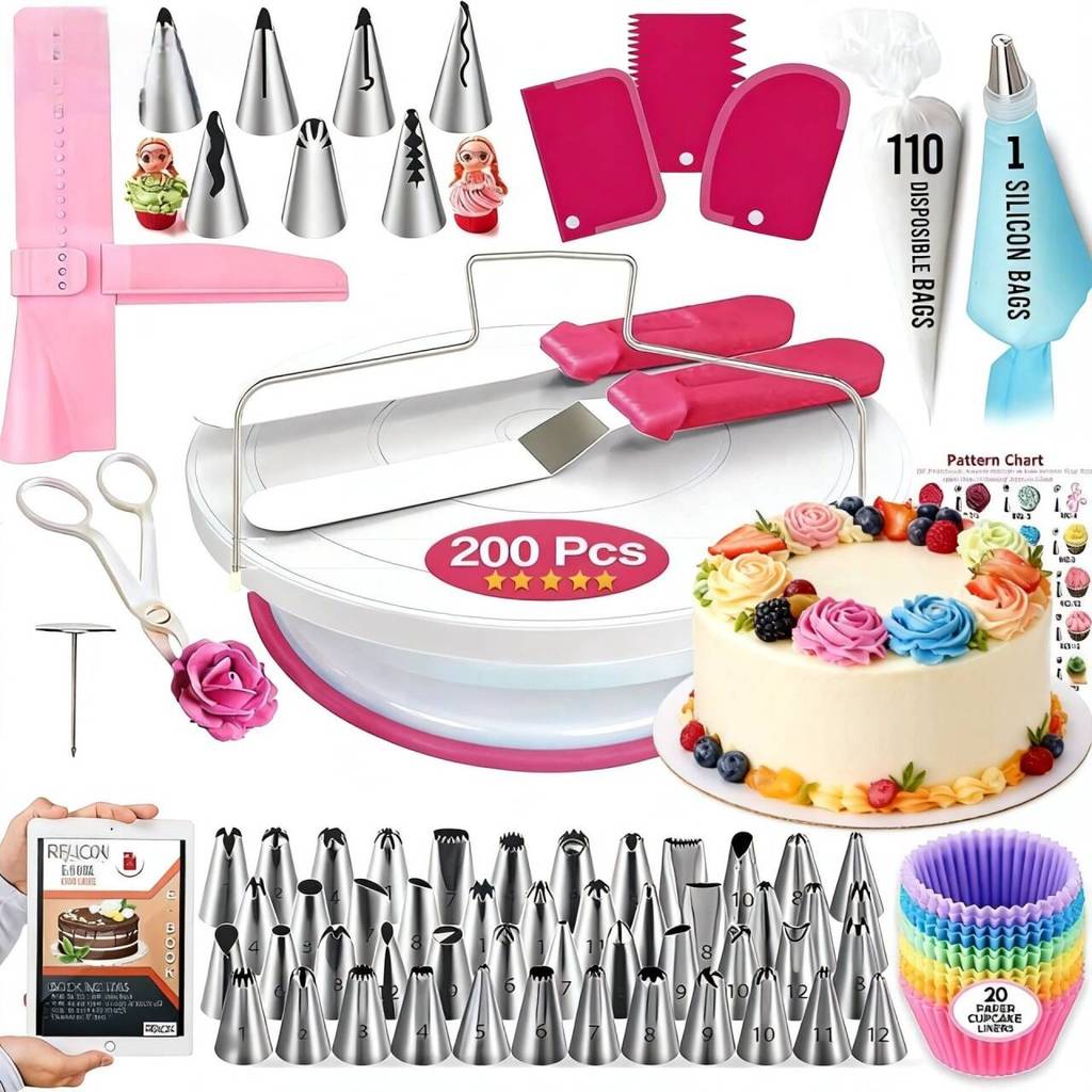 KIT 200/72pcs Decoração de Bico de Aço Inoxidável para Bolo-