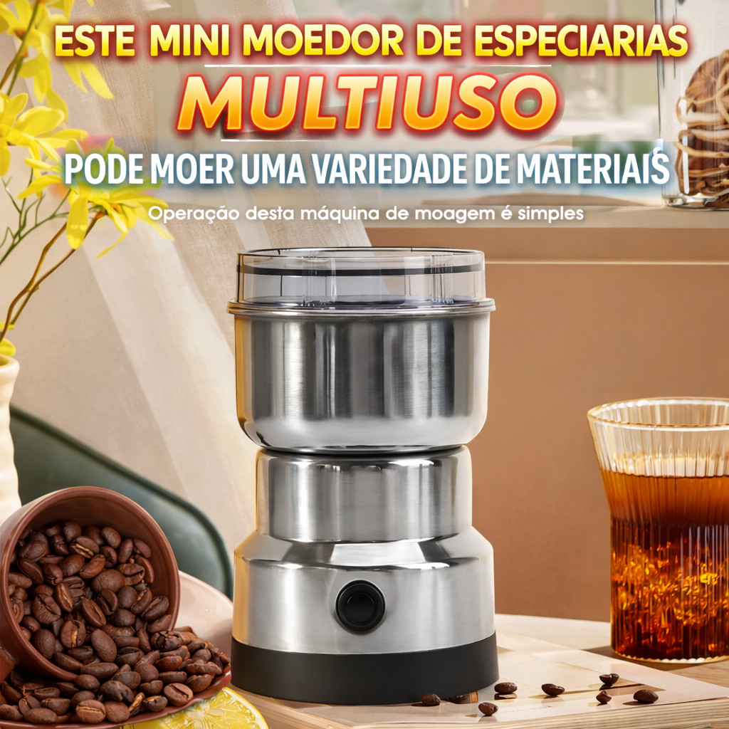Moedor Elétrico Café Grãos Inox 150W Multifuncional 110V 220