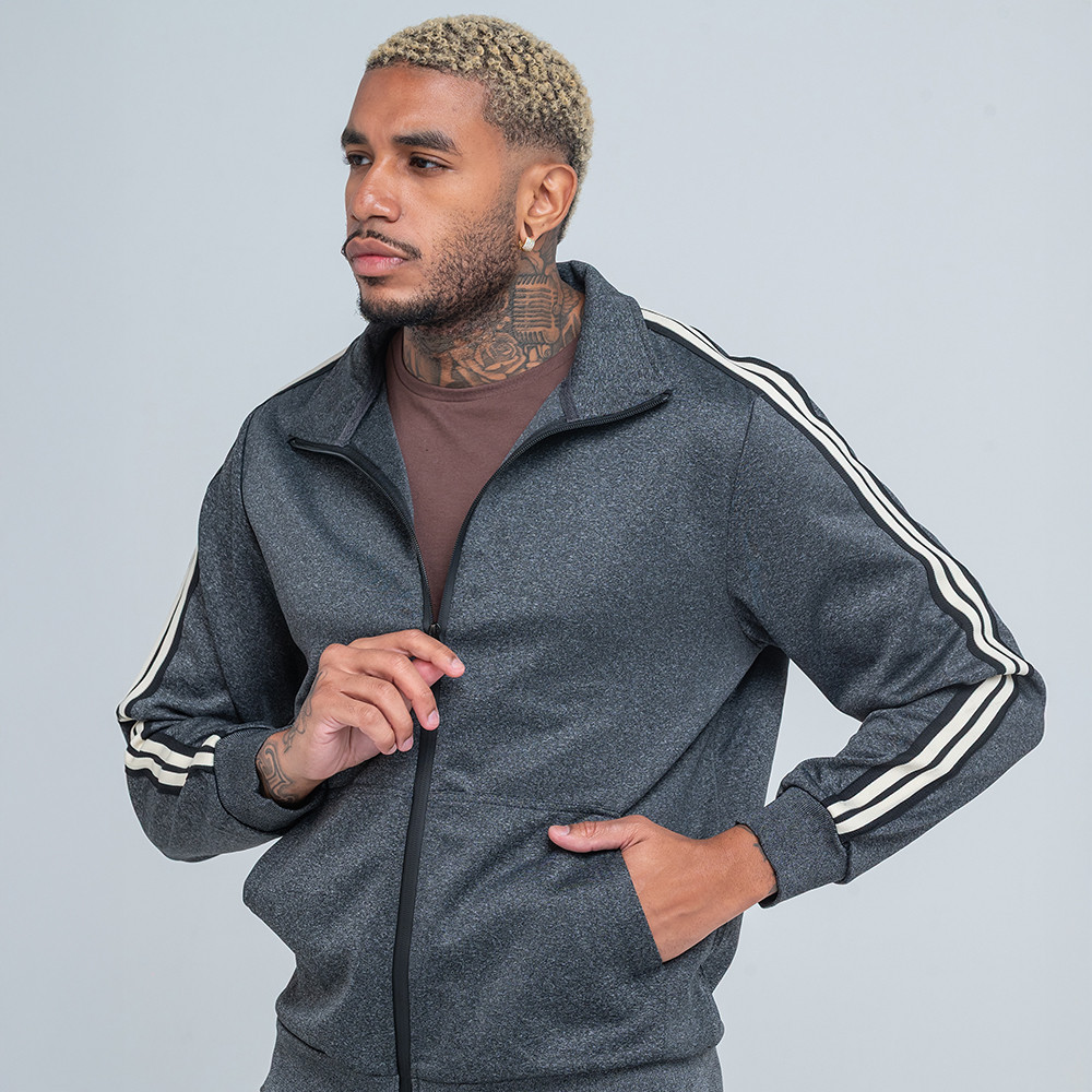 Jaqueta Track Jacket Masculina Listras Esportivo Chumbo | Shopee