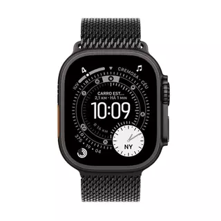 Apple Watch Ultra 3 GPS + Cellular - Caixa preta de titânio – 49 mm - Pulseira preta estilo milanês de titânio – P