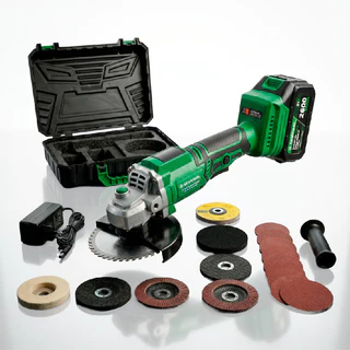 Esmerilhadeira Eletrica Angular Lixadeira Potente Corte Fácil Sem Fio 21v 2 Baterias Verde Several Importados