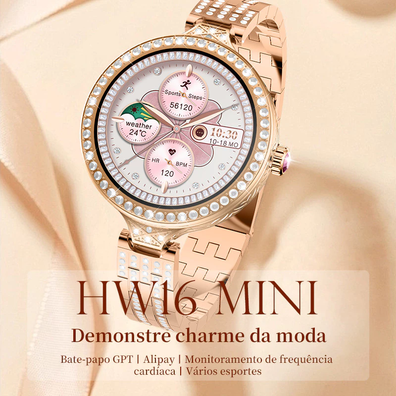 Smartwatch Feminino Rose Gold Kit Presente Com Pulseiras Relógio Inteligente Para Mulher