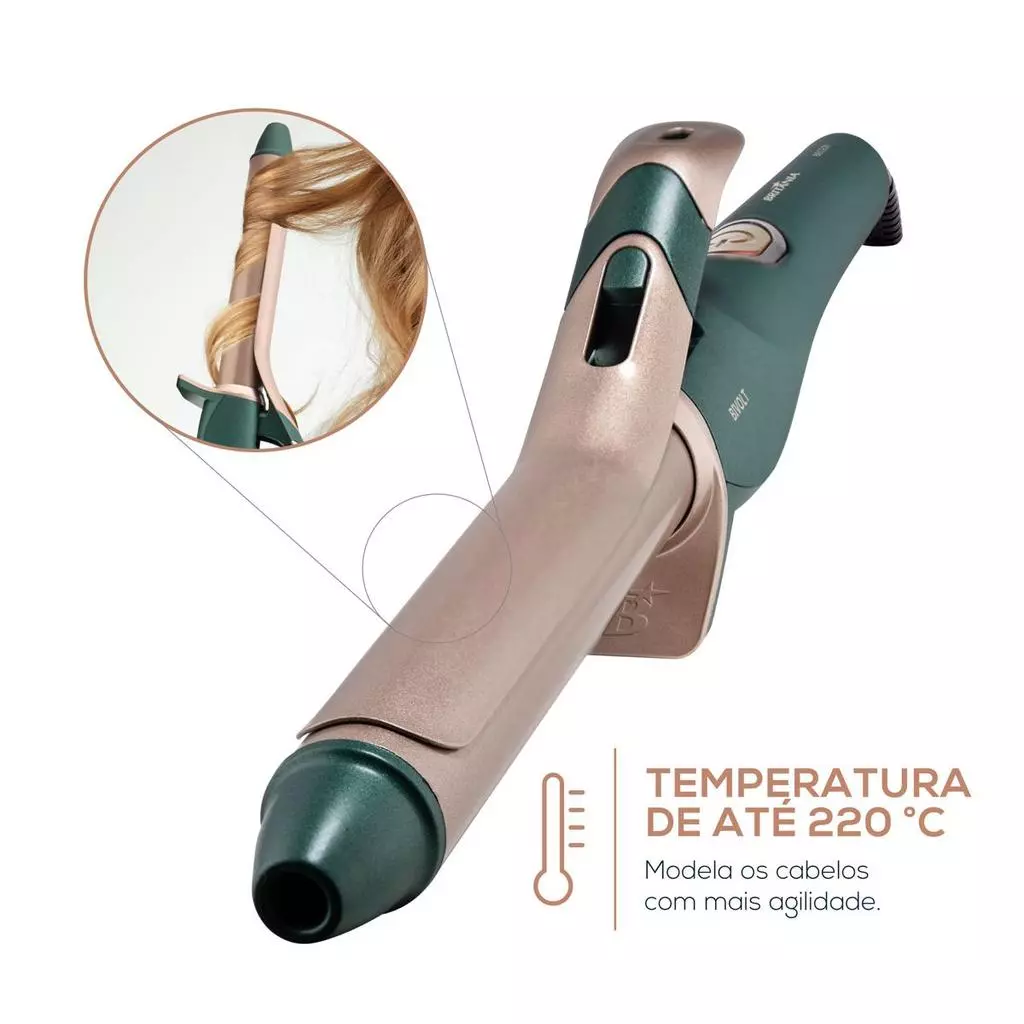 Visão angular do modelador Britânia mostrando a temperatura de 220 graus