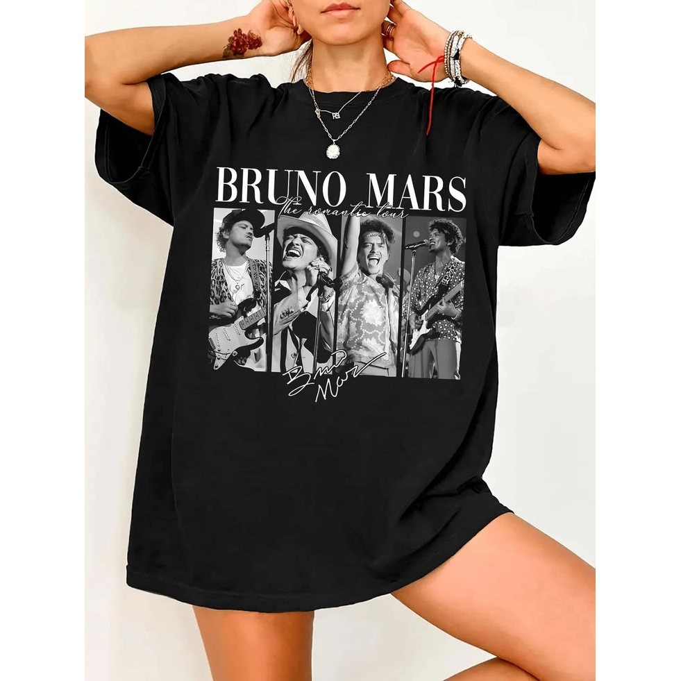 Bruno Mars The Romantic Tour Tシャツ Camiseta Bruno Mars The Romantic Tour 2026 Sänger Album Harajuku