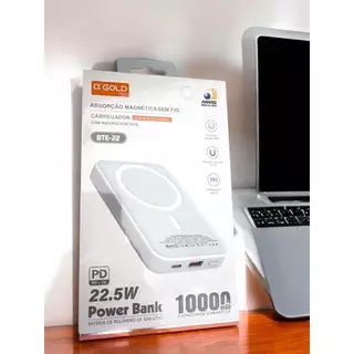 Power Bank Magnético αGOLD Pro 10000mAh — Turbo 22.5W – MagSafe + Entrada/saída USB-C