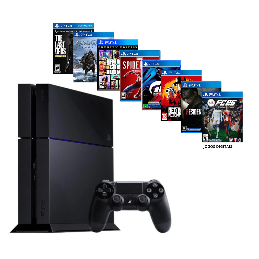 Sony Playstation 4 1000 gb Ps4 + Ea Fc Fifa 26 + God Raganarok + Gta 5 ...