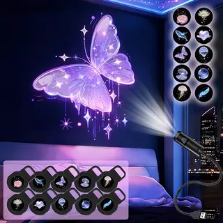Projetor Luz De Projeção LED USB Noturna Sonho 10 Padrões Decoração Quarto