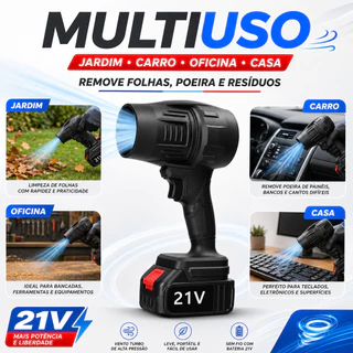 Soprador De Folhas Turbo Portáti Soprador turbo port 21V Recarregável