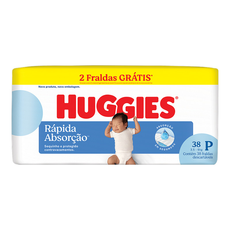 Fralda Huggies Rápida Absorção P - 38 / M - 36 Fraldas | Shopee Brasil