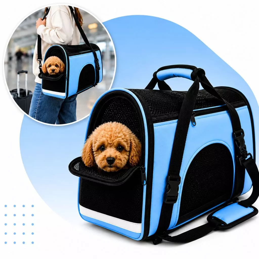 Imagem do produto Bolsa Pet De Transporte De Avião Cachorro Gato - Azul no catálogo Master Pet